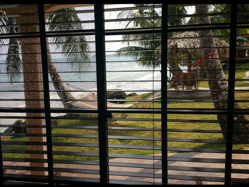 Cabana view out the window.